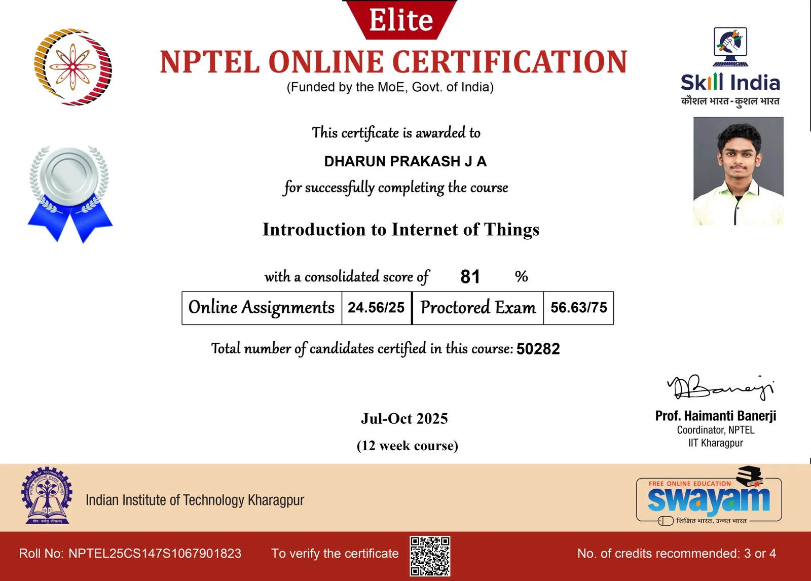 Introduction to Internet of Things (Elite) — NPTEL — IIT Kharagpur, Ministry of Education